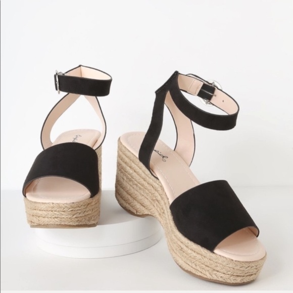 Black Platform Espadrille Sandal - Picture 2 of 4